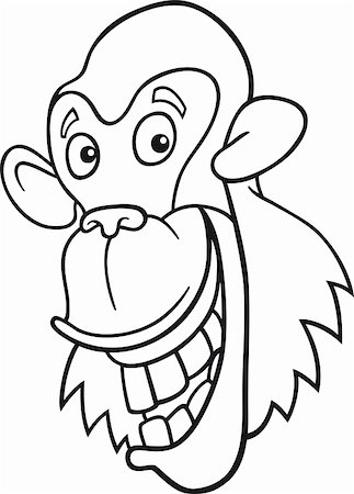 cartoon illustration of funny chimpanzee ape for coloring book Stock Photo - Budget Royalty-Free & Subscription, Code: 400-04383473