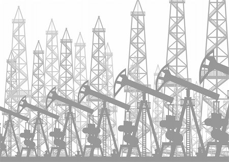 Oil industry. Oil rigs and oil pumps pump oil. Foto de stock - Royalty-Free Super Valor e Assinatura, Número: 400-04383529