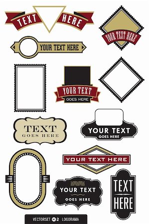 A wide selection of logo shapes and frames.  Easily editable vector illustrations. Change shapes and colors with the click of a mouse. Need a quick logo? Just drop your text into one of these babies and you're done! Photographie de stock - Aubaine LD & Abonnement, Code: 400-04383547