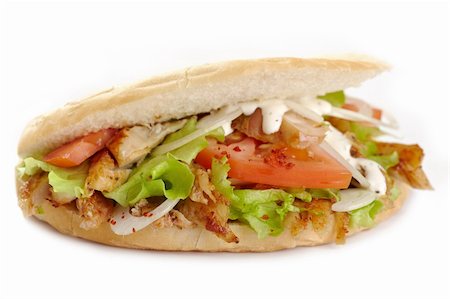 pita-brot - fresh kebab sandwich isolated on white background Stockbilder - Microstock & Abonnement, Bildnummer: 400-04383935