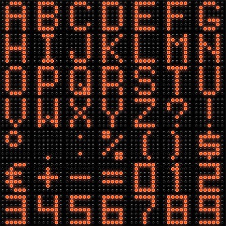 electricity font - 3D dot-matrix font with reflection. Image generated in 3D application. Stock Photo - Budget Royalty-Free & Subscription, Code: 400-04394040