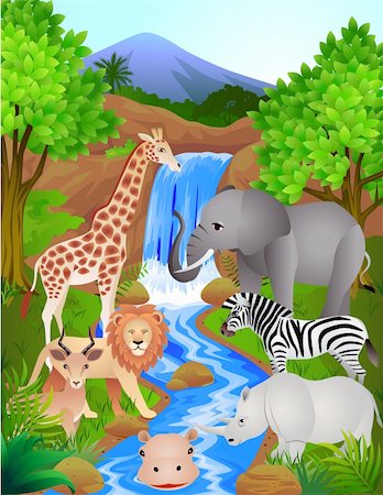 forest cartoon illustration - Safari cartoon Stock Photo - Budget Royalty-Free & Subscription, Code: 400-04394074