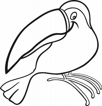 sitting colouring cartoon - cartoon illustration of funny toucan for coloring book Foto de stock - Super Valor sin royalties y Suscripción, Código: 400-04394086