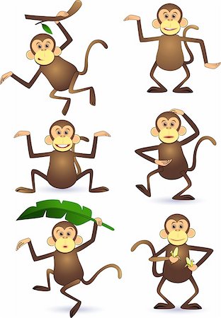 Cute monkey cartoon vector Foto de stock - Super Valor sin royalties y Suscripción, Código: 400-04394183