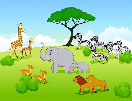 forest cartoon illustration - Safari cartoon Foto de stock - Super Valor sin royalties y Suscripción, Código: 400-04394315