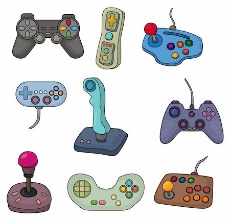 remote control toy - cartoon game joystick icon set Stock Photo - Budget Royalty-Free & Subscription, Code: 400-04394377