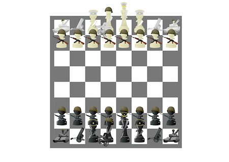 simsearch:400-04394601,k - Chessmen styled soldiers and military equipment. Illustration on the background of a chessboard. Foto de stock - Royalty-Free Super Valor e Assinatura, Número: 400-04394600