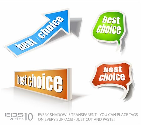 simsearch:400-05919545,k - Set of "Best Choice" speech bubble sticker with transparent shadows, ready to be placed on every surface. Stock Photo - Budget Royalty-Free & Subscription, Code: 400-04394812