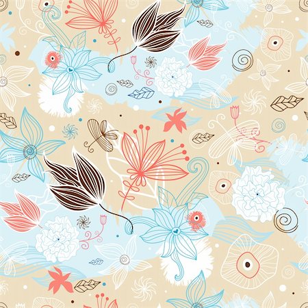 simsearch:400-05746053,k - seamless floral pattern with transparent butterflies on a light brown background Stock Photo - Budget Royalty-Free & Subscription, Code: 400-04394984