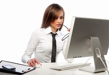 female agent - pretty girl with a headset works at the computer Stock Photo - Budget Royalty-Free & Subscription, Code: 400-04394992