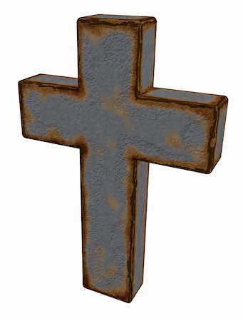 simsearch:400-06087640,k - rusty christian cross on white background - 3d illustration Stock Photo - Budget Royalty-Free & Subscription, Code: 400-04395014