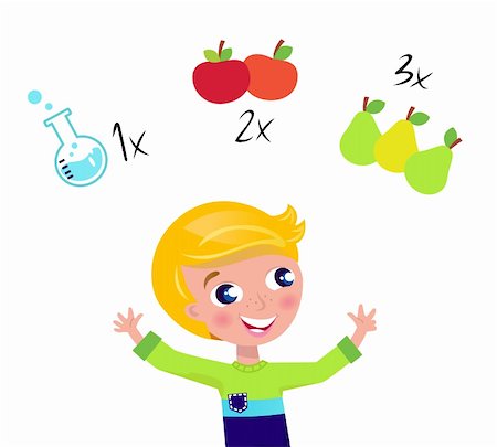 Little cute math child counting fruit. Vector Illustration. Photographie de stock - Aubaine LD & Abonnement, Code: 400-04395932