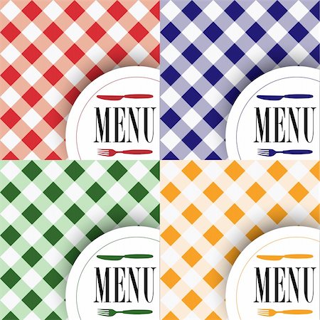 simsearch:700-02429294,k - Set of Menu Card Designs - Gingham Texture With Cutlery and Menu Sign Stock Photo - Budget Royalty-Free & Subscription, Code: 400-04396109