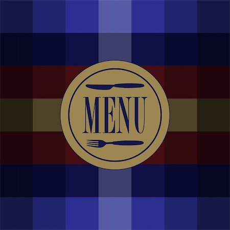 simsearch:400-05877482,k - Menu Card Design - Menu Sign With Cutlery on Checkered Background Stock Photo - Budget Royalty-Free & Subscription, Code: 400-04396133