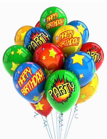 design element party - Colorful 3d illustration of party balloons isolated over white background Stock Photo - Budget Royalty-Free & Subscription, Code: 400-04396193