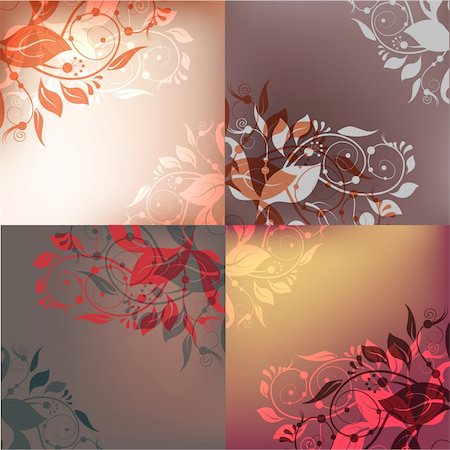 simsearch:400-04406888,k - Set of 4 classic floral shining backgrounds. Photographie de stock - Aubaine LD & Abonnement, Code: 400-04396231