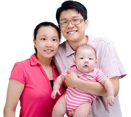 Happy Asian family on white background Stock Photo - Budget Royalty-Free & Subscription, Code: 400-04397091