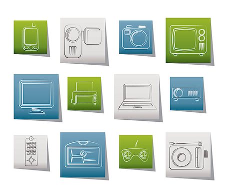 simsearch:400-04346908,k - Hi-tech technical equipment icons - vector icon set Stock Photo - Budget Royalty-Free & Subscription, Code: 400-04397299