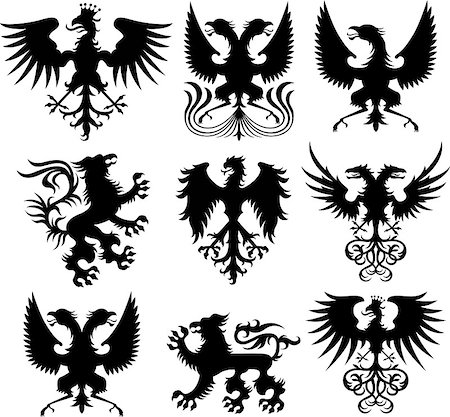 eagle talon bird - heraldic crest vector set Stock Photo - Budget Royalty-Free & Subscription, Code: 400-04397304