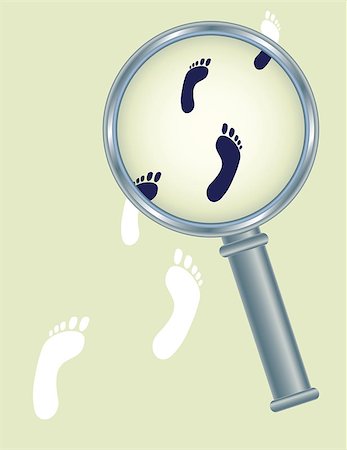 abstract human footprints under magnifier glass Fotografie stock - Microstock e Abbonamento, Codice: 400-04397587