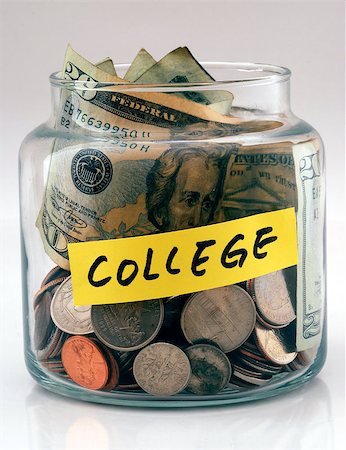 simsearch:659-03522433,k - A lot of money in a glass bottle labeled “College” Stock Photo - Budget Royalty-Free & Subscription, Code: 400-04397615