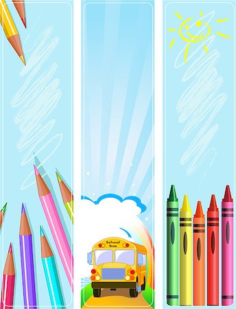 school kindergarten wallpapers - Illustrated set of three different Back  to school banners Stock Photo - Budget Royalty-Free & Subscription, Code: 400-04397641