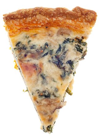simsearch:400-05308926,k - Spinach, Mushroom and Shallot Quiche Slice Isolated on White with a Clipping Path. Photographie de stock - Aubaine LD & Abonnement, Code: 400-04397705