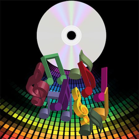 simsearch:400-04880199,k - Music Party Background - CD Disc and Notes over Multicolor Equalizer Foto de stock - Royalty-Free Super Valor e Assinatura, Número: 400-04397774