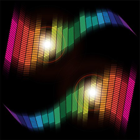 simsearch:400-06559821,k - Abstract Background - Multicolor Equalizer on Black Background Stockbilder - Microstock & Abonnement, Bildnummer: 400-04397782