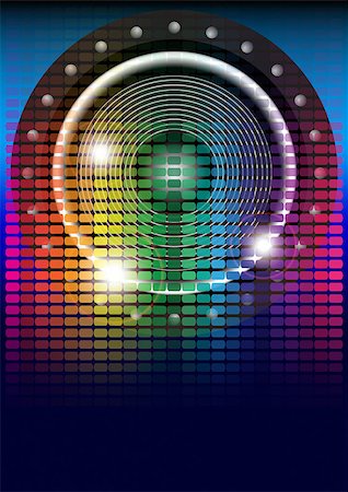 recording studio speaker - Party Background - Multicolor Graphic Equalizer and Loudspeaker on Blue Gradient Background Stock Photo - Budget Royalty-Free & Subscription, Code: 400-04397801