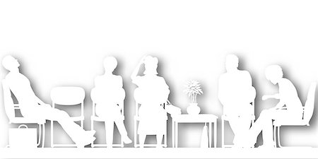 patient shadow - Editable vector cutout silhouettes of people sitting in a waiting room with background shadow made using a gradient mesh Foto de stock - Super Valor sin royalties y Suscripción, Código: 400-04397969