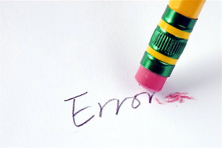 paper mistake - Erase the word Error with a rubber concept of eliminating the error/mistake Stock Photo - Budget Royalty-Free & Subscription, Code: 400-04398030