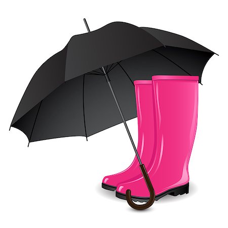 simsearch:400-05327098,k - A pair of rain boots and an umbrella on a white background. Vector illustration Stock Photo - Budget Royalty-Free & Subscription, Code: 400-04398206