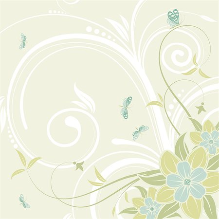 Flower frame with butterfly, element for design, vector illustration Stock Photo - Budget Royalty-Free & Subscription, Code: 400-04398228