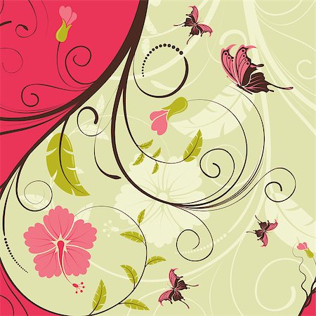 simsearch:400-04687795,k - Flower frame with butterfly, element for design, vector illustration Foto de stock - Super Valor sin royalties y Suscripción, Código: 400-04398223