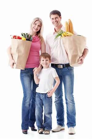 simsearch:400-04323202,k - Happy family with food on a white background Stock Photo - Budget Royalty-Free & Subscription, Code: 400-04398285