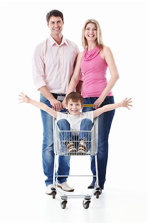 simsearch:400-04323202,k - Family with cart on a white background Stock Photo - Budget Royalty-Free & Subscription, Code: 400-04398289