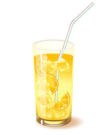 glass with drink, orange and ice isolated on a white background Stock Photo - Budget Royalty-Free & Subscription, Code: 400-04398343