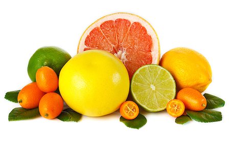 simsearch:400-06098966,k - Assortment fresh citrus fruit on a white background. Stockbilder - Microstock & Abonnement, Bildnummer: 400-04398363