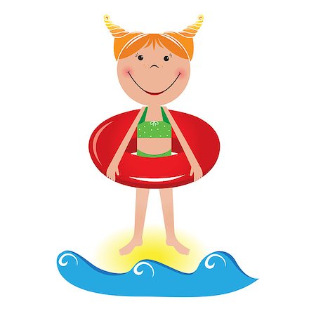 simsearch:400-08221601,k - Cartoon little girl with a lifeline. Illustration on white background Stock Photo - Budget Royalty-Free & Subscription, Code: 400-04398417