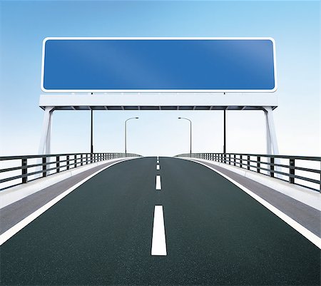 A highway of a bridge. A blank highway sign with room for your text Stock Photo - Budget Royalty-Free & Subscription, Code: 400-04398464