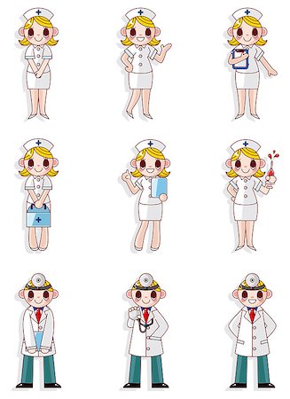 cartoon doctor and nurse icons Stock Photo - Budget Royalty-Free & Subscription, Code: 400-04398618