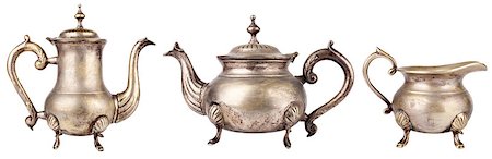 simsearch:400-03968646,k - Set of antique teapots on white background Stock Photo - Budget Royalty-Free & Subscription, Code: 400-04398653