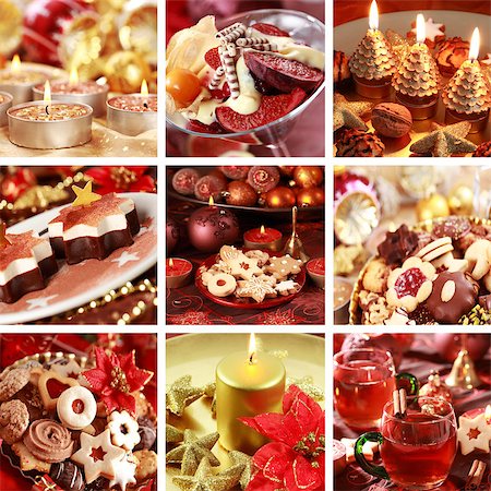 simsearch:400-04051271,k - Collection of nine still live photos for Christmas in red and golden tone Foto de stock - Royalty-Free Super Valor e Assinatura, Número: 400-04398675