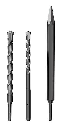 vector realistic drilling tools on white background Stock Photo - Budget Royalty-Free & Subscription, Code: 400-04398740