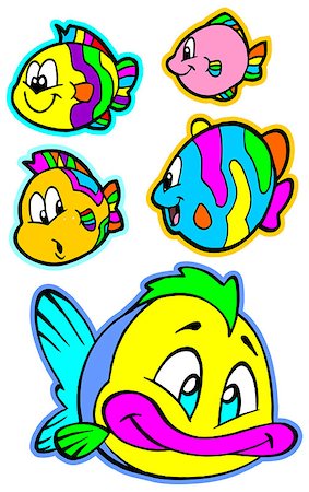fish character illustrations - a digitally illustrated colorful cute fish Stock Photo - Budget Royalty-Free & Subscription, Code: 400-04398813