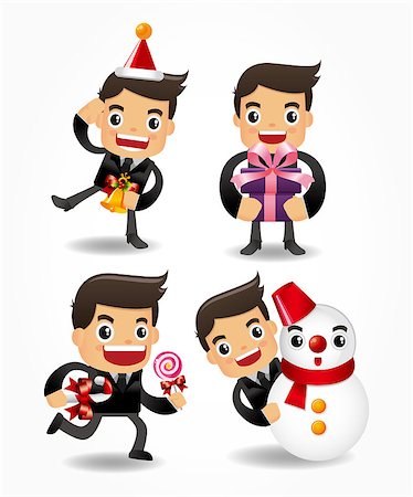 funny new years eve pics - set of funny cartoon office worker with xmas element Stock Photo - Budget Royalty-Free & Subscription, Code: 400-04399014