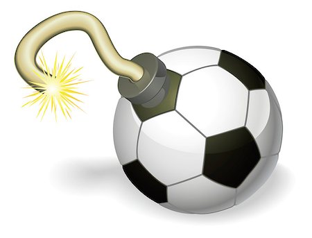 sparking dynamite - Retro cartoon soccer ball cherry bomb with lit fuse burning down. Concept for countdown to big football event or crisis. Stock Photo - Budget Royalty-Free & Subscription, Code: 400-04399026