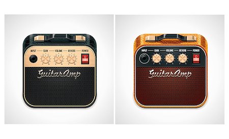 Detailed square icon representing guitar amp in two colors Stock Photo - Budget Royalty-Free & Subscription, Code: 400-04399028