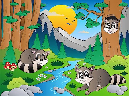 Forest scene with various animals 6 - vector  illustration. Stock Photo - Budget Royalty-Free & Subscription, Code: 400-04399069